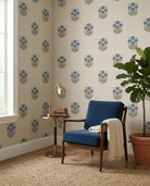 Bagru Block Print – Blue on Beige - Marble Lotus - Bagru Block Print – Blue on Beige