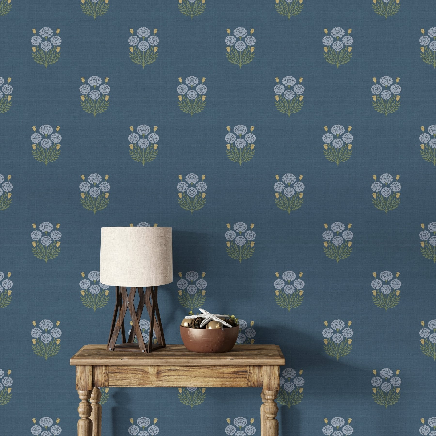 Bagru Block Print – Dark Blue - Marble Lotus - Bagru Block Print – Dark Blue