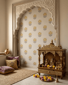 Bagru Block Print – Yellow on Beige - Marble Lotus - Bagru Block Print – Yellow on Beige