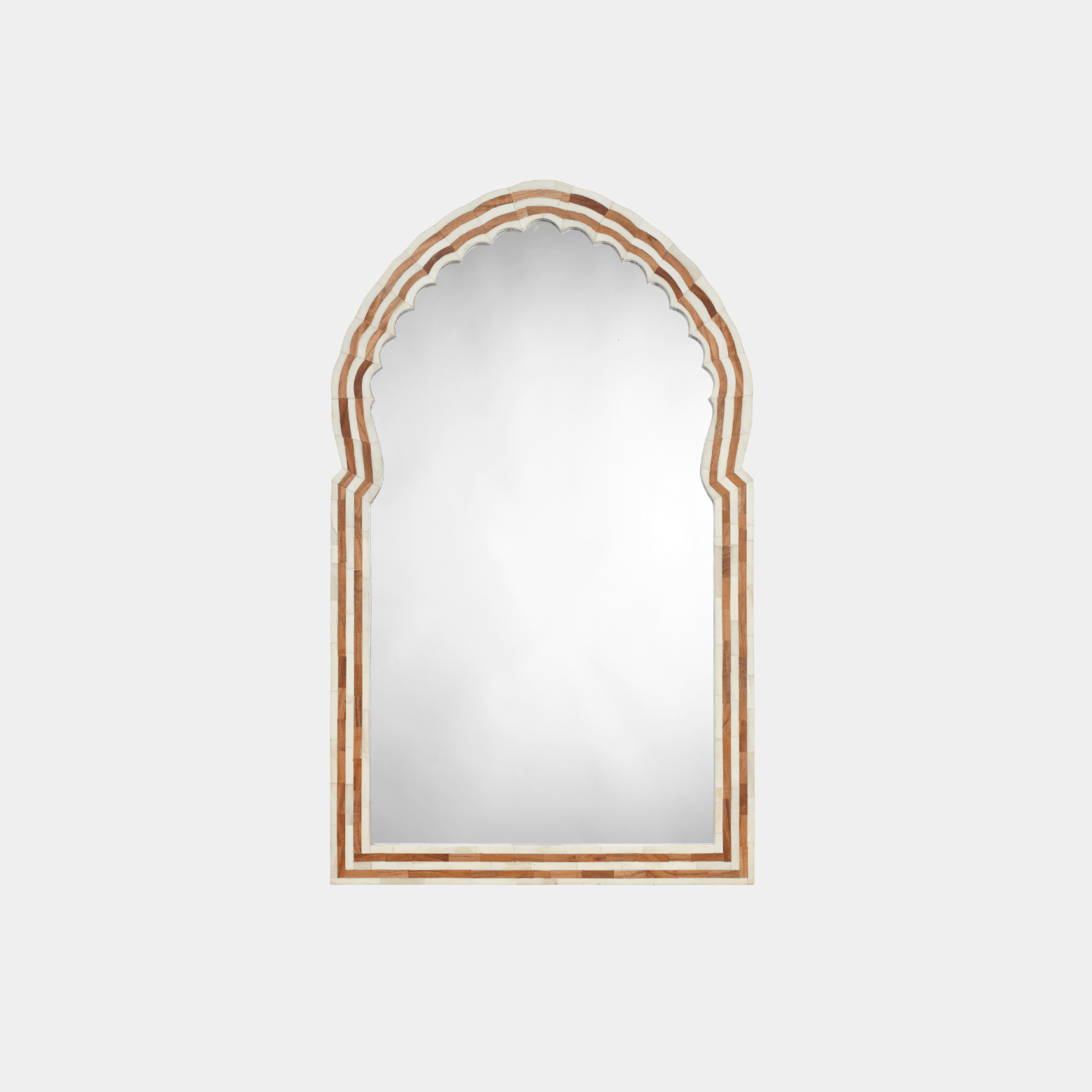 Bardot 40" Bone & Wood Arch Wall Mirror - Marble Lotus - Bardot 40" Bone & Wood Arch Wall Mirror