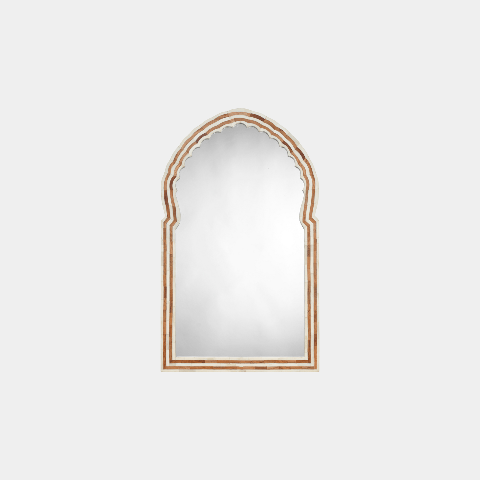 Bardot 40" Bone & Wood Arch Wall Mirror - Marble Lotus - Bardot 40" Bone & Wood Arch Wall Mirror
