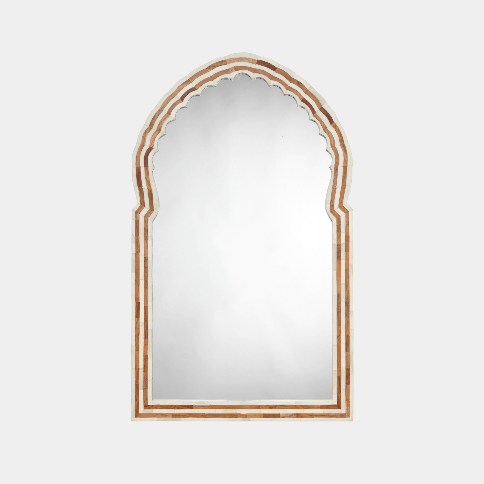 Bardot 60" Wood & Buffalo Bone Arch Wall Mirror - Marble Lotus - Bardot 60" Wood & Buffalo Bone Arch Wall Mirror