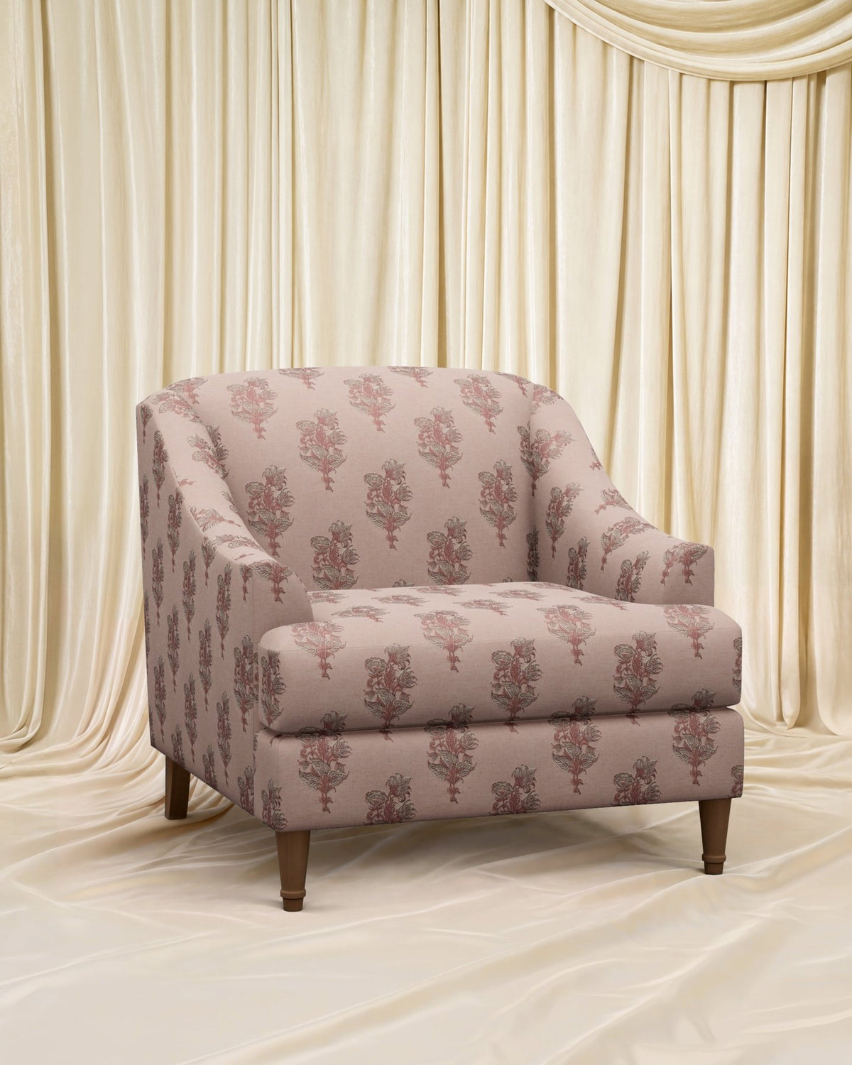 Block Print Charleston Chair - Marble Lotus - Block Print Charleston Chair