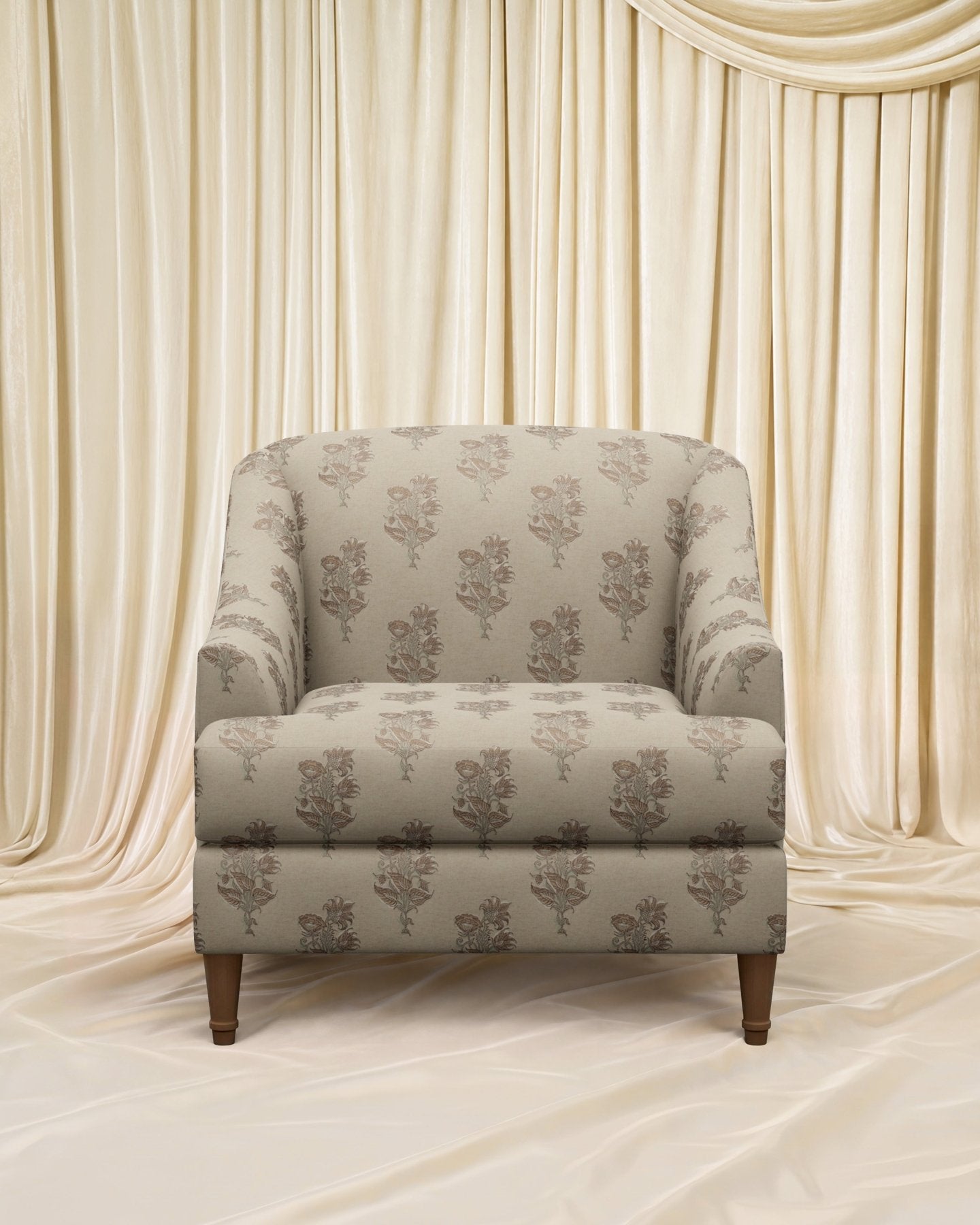 Block Print Charleston Chair - Marble Lotus - Block Print Charleston Chair