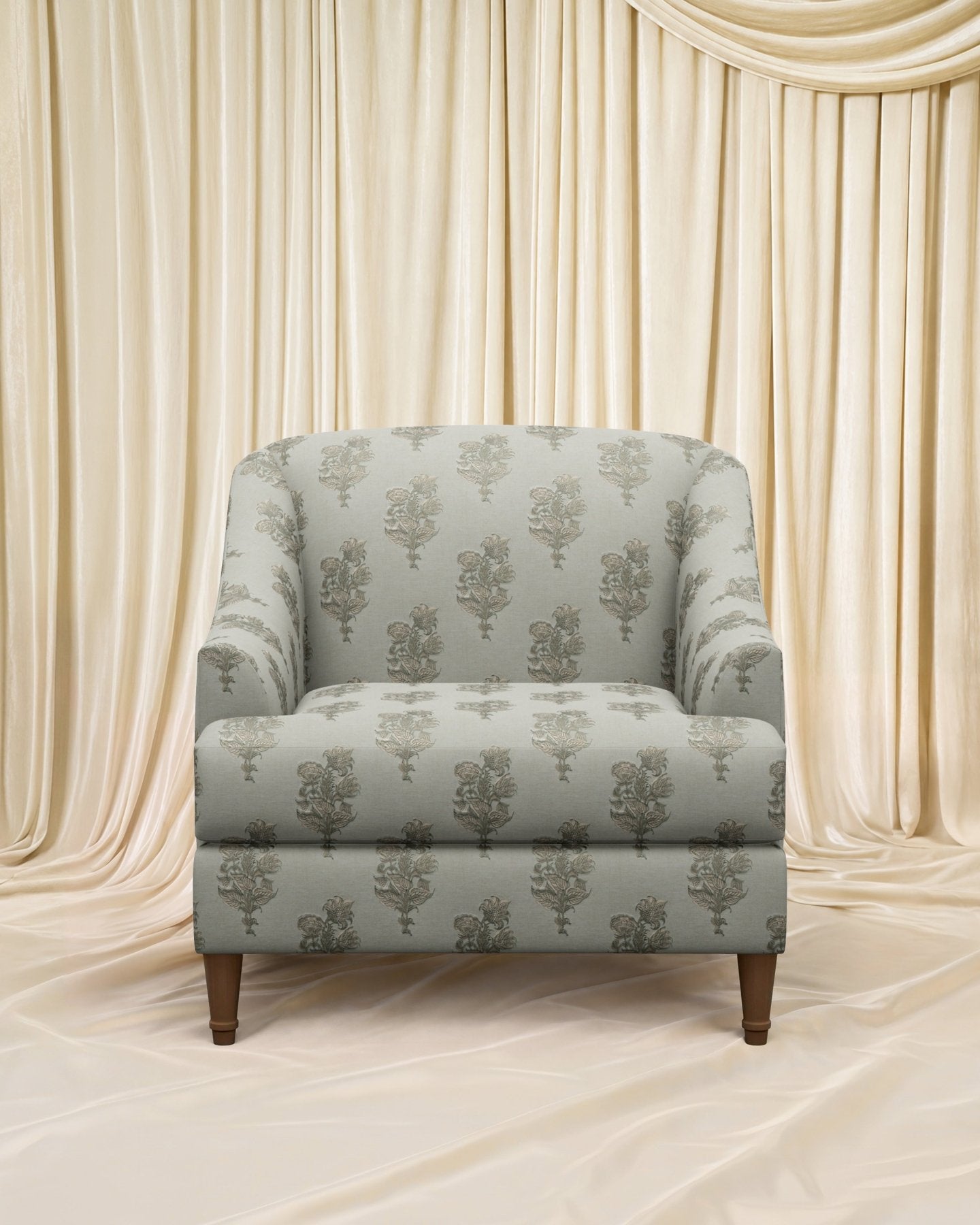 Block Print Charleston Chair - Marble Lotus - Block Print Charleston Chair