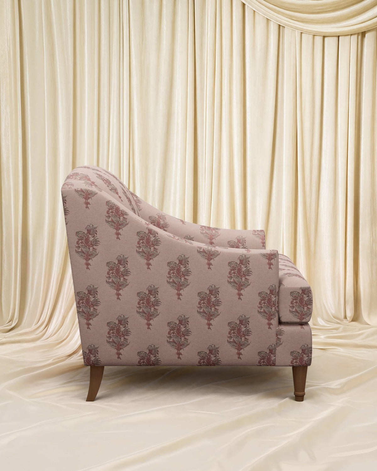 Block Print Charleston Chair - Marble Lotus - Block Print Charleston Chair
