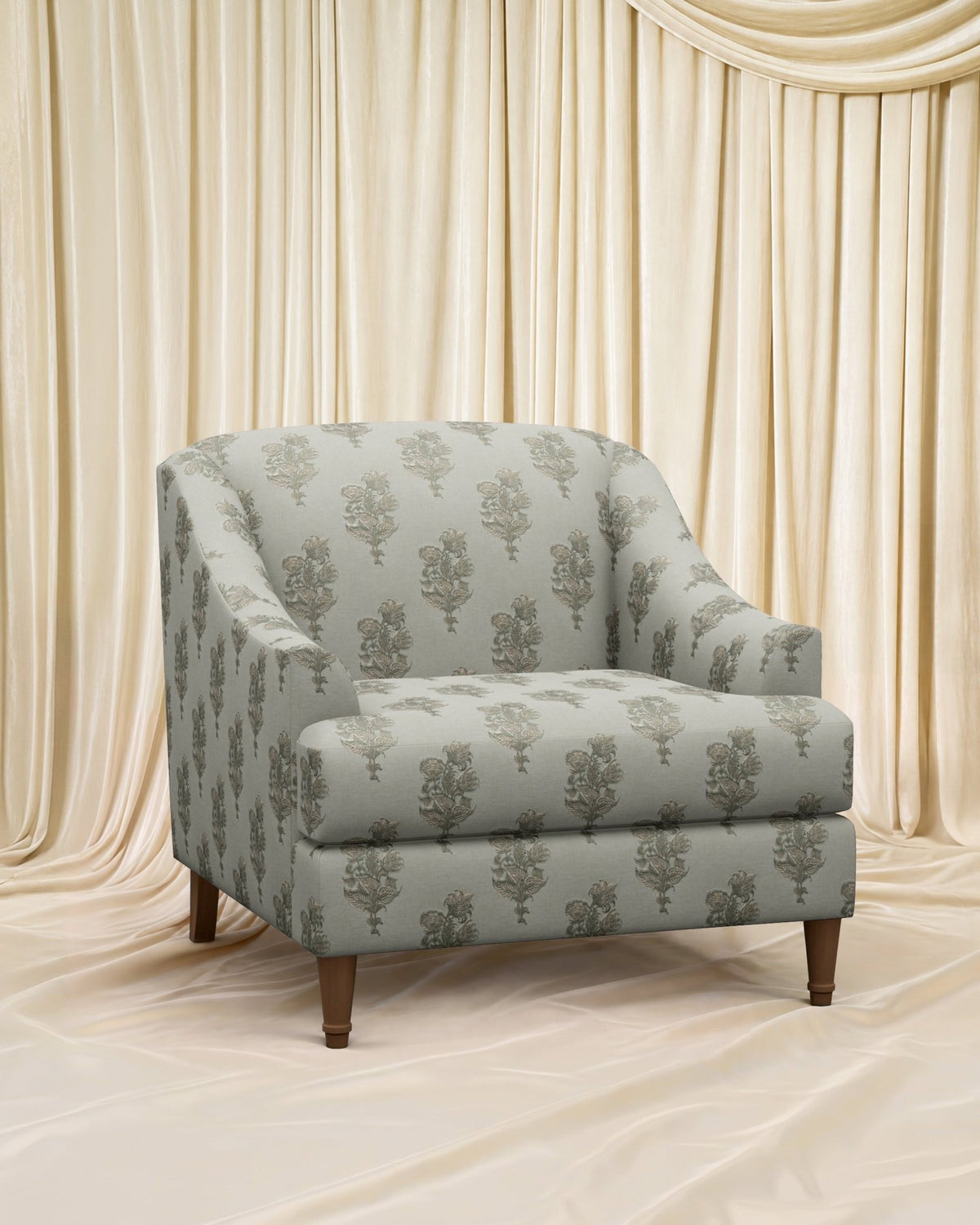 Block Print Charleston Chair - Marble Lotus - Block Print Charleston Chair