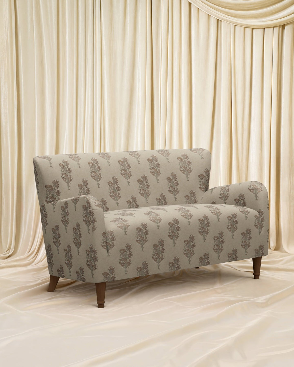Block Print Kristin Loveseat 55" - Marble Lotus - Block Print Kristin Loveseat 55"