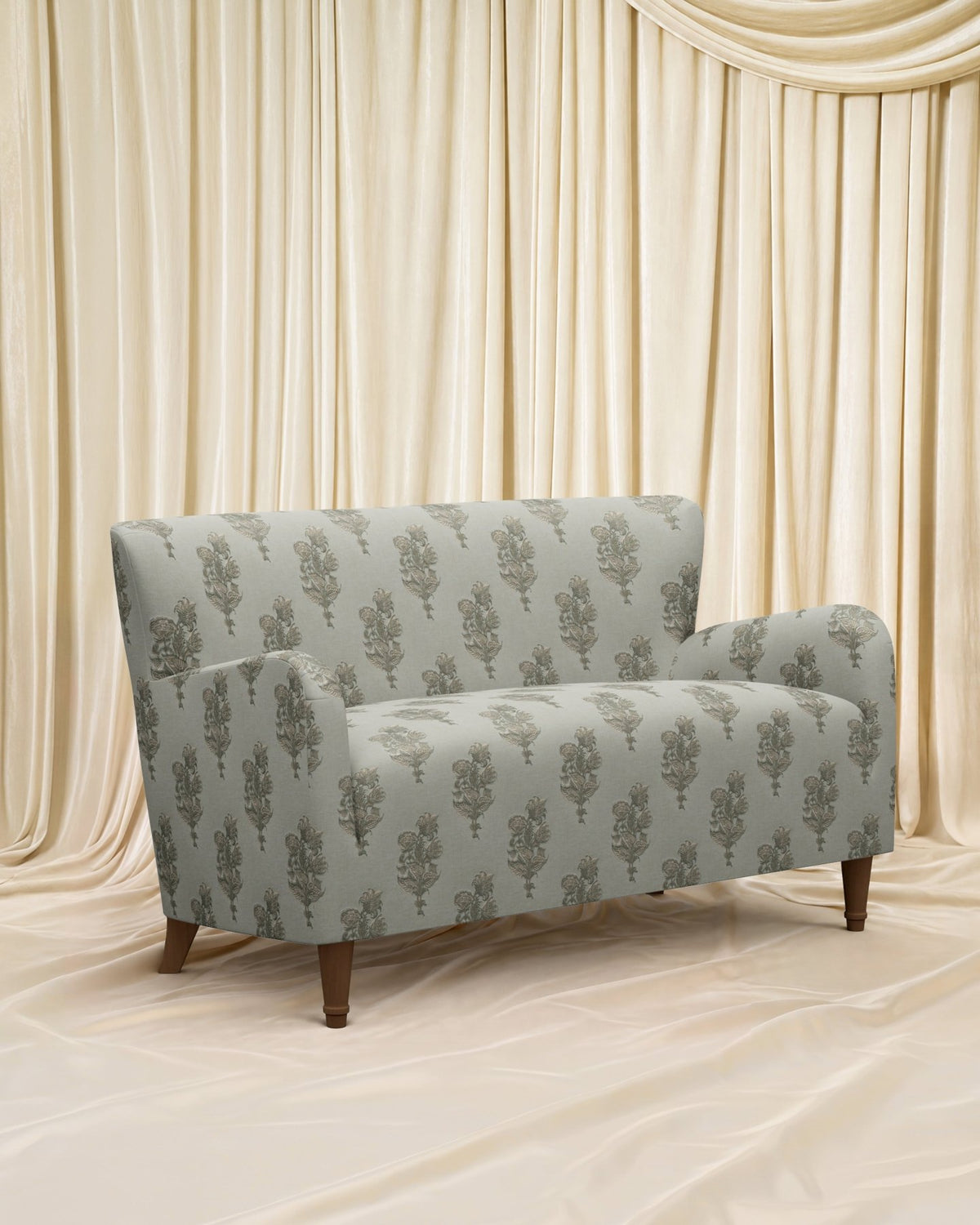 Block Print Kristin Loveseat 55" - Marble Lotus - Block Print Kristin Loveseat 55"