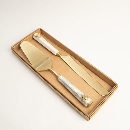 Brass Cake Server with Bee Detail