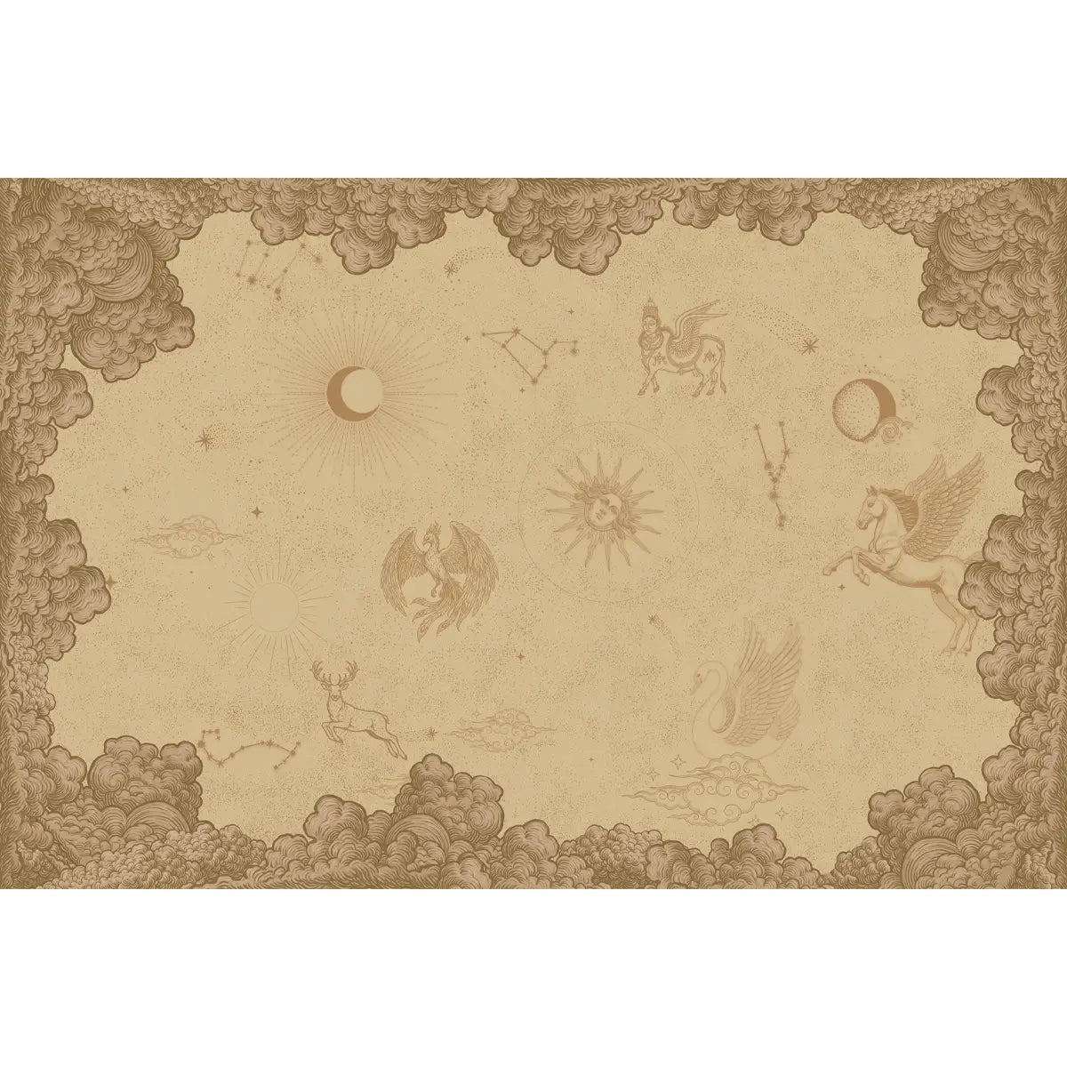 Celestial Veil Customised Wallpaper, Beige - Marble Lotus - Celestial Veil Customised Wallpaper, Beige