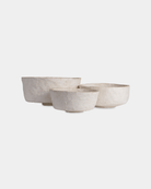 Chaand Papermache Bowl (Set of 3) - Marble Lotus - Chaand Papermache Bowl (Set of 3) - Marble Lotus - White Papermache Bowl Set of 3