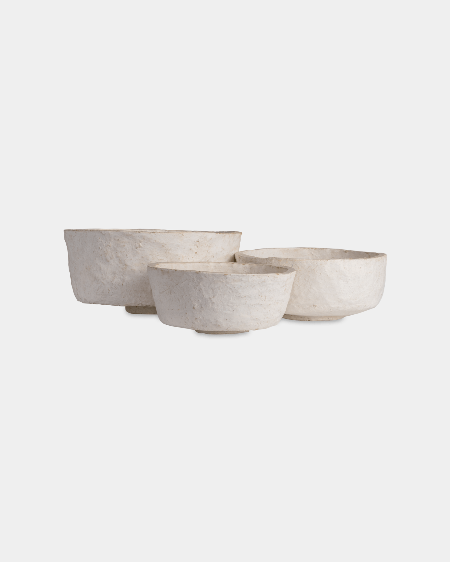 Chaand Papermache Bowl (Set of 3) - Marble Lotus - Chaand Papermache Bowl (Set of 3) - Marble Lotus - White Papermache Bowl Set of 3