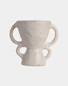 Chaand Papermache Pot (10"x10") - Marble Lotus - Chaand Papermache Pot (10"x10") - Marble Lotus - White Papermache Pot