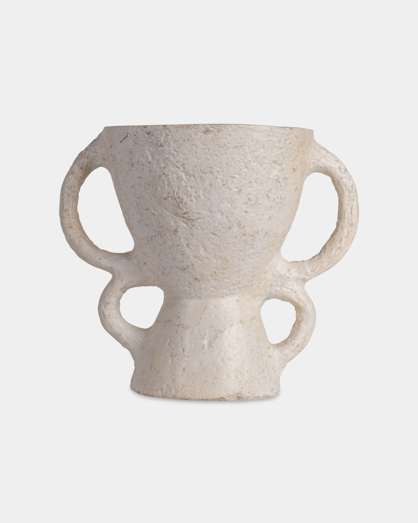 Chaand Papermache Pot (10"x10") - Marble Lotus - Chaand Papermache Pot (10"x10") - Marble Lotus - White Papermache Pot