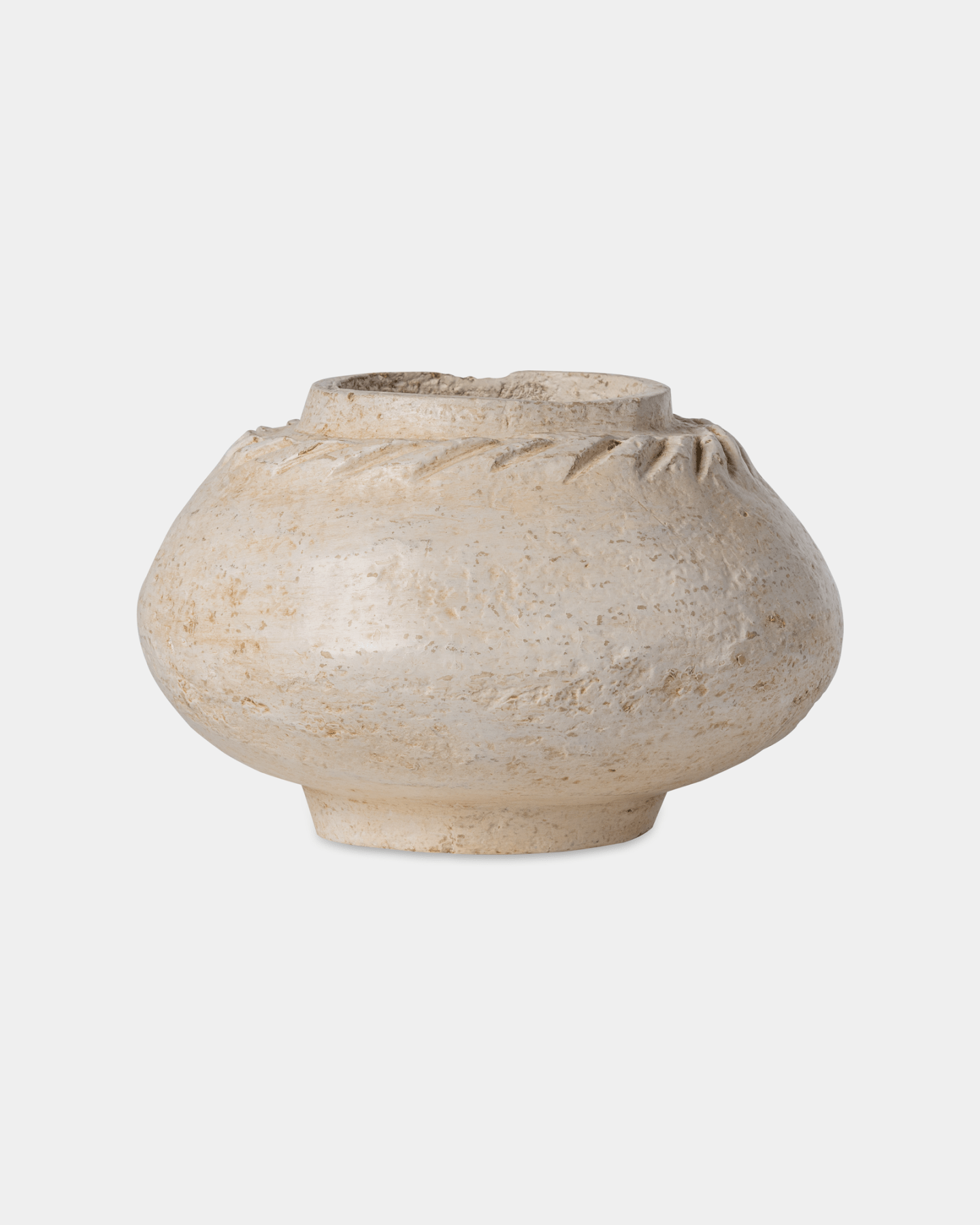 Chaand Papermache Pot (9"x7") - Marble Lotus - Chaand Papermache Pot (9"x7") - Marble Lotus - White Papermache Pot 9x7