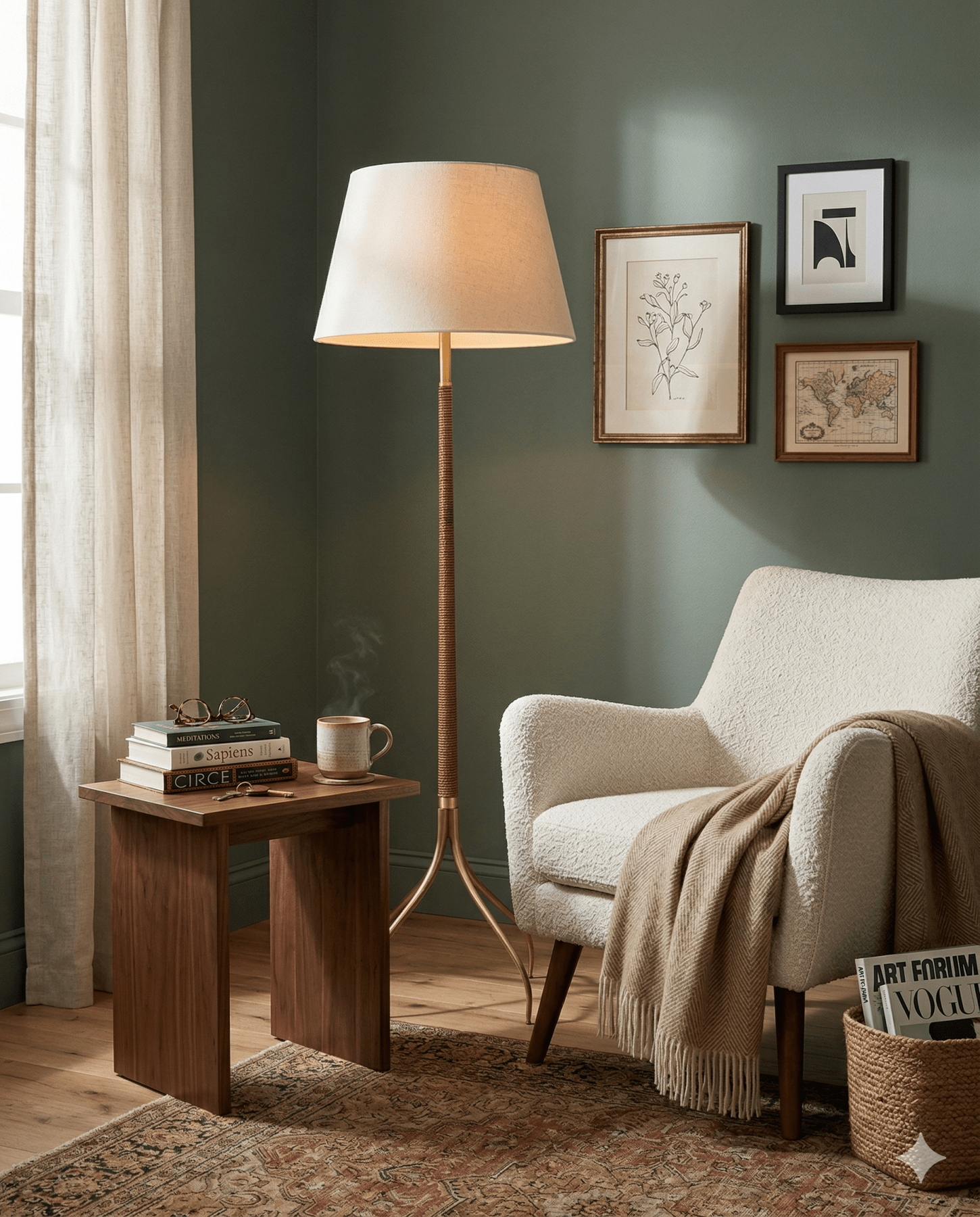 Circus Brass Floor Lamp - Marble Lotus - Circus Brass Floor Lamp