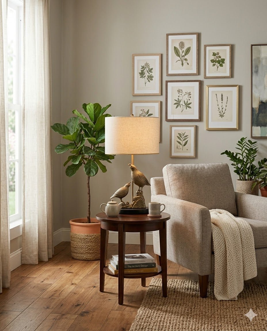 Codorniz Brass Table Lamp - Marble Lotus - Codorniz Brass Table Lamp