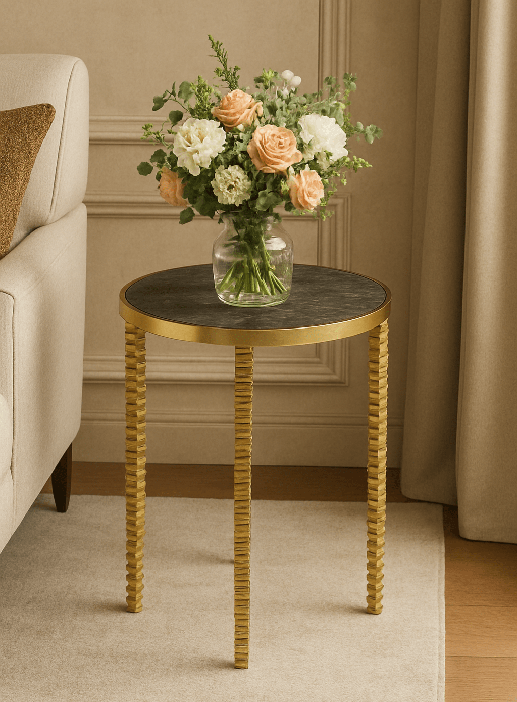Corrado Cappuccino Marble Accent Table - Marble Lotus - Corrado Cappuccino Marble Accent Table