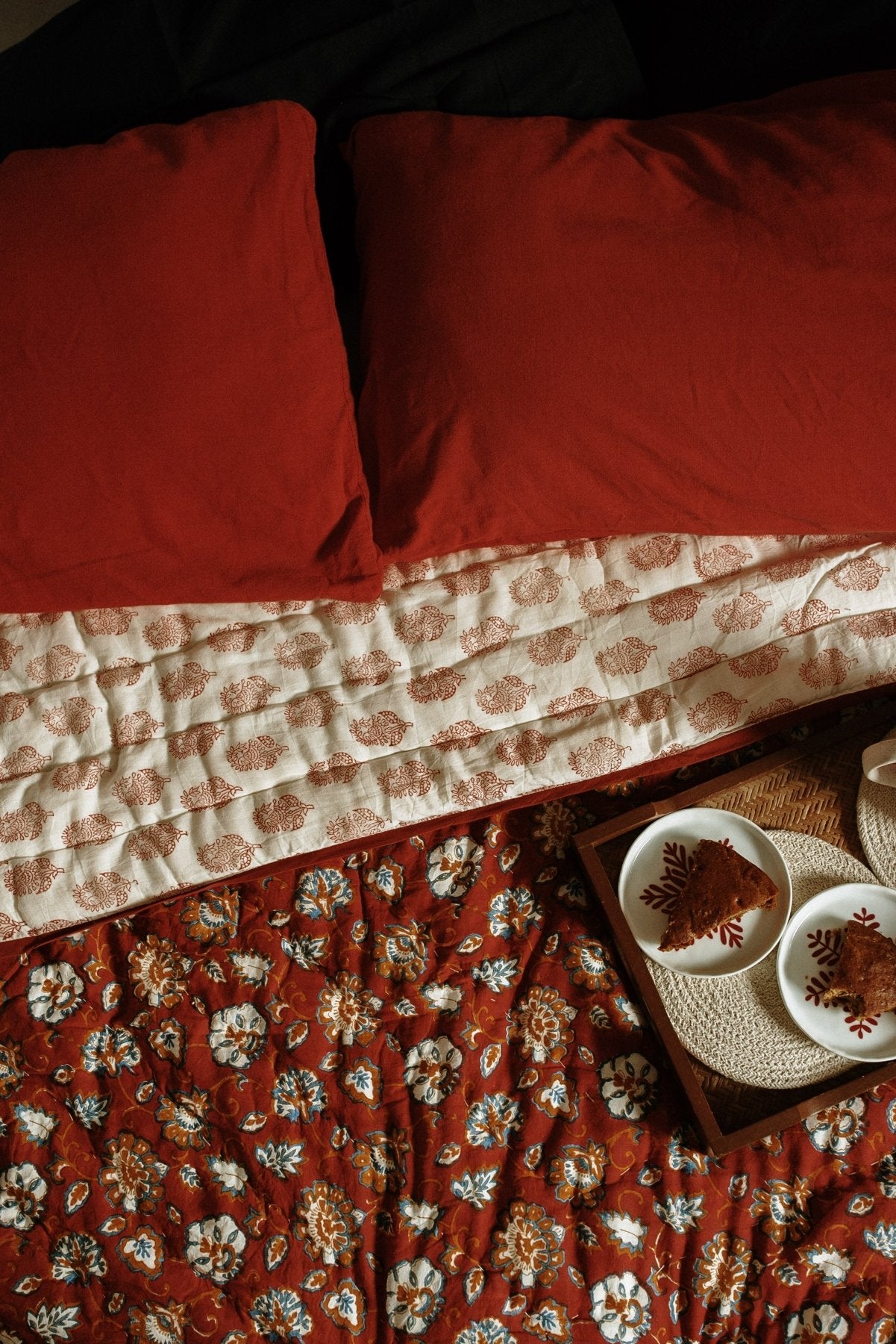 Dahlia Block Printed Quilt - Marble Lotus - Dahlia Block Printed Quilt
