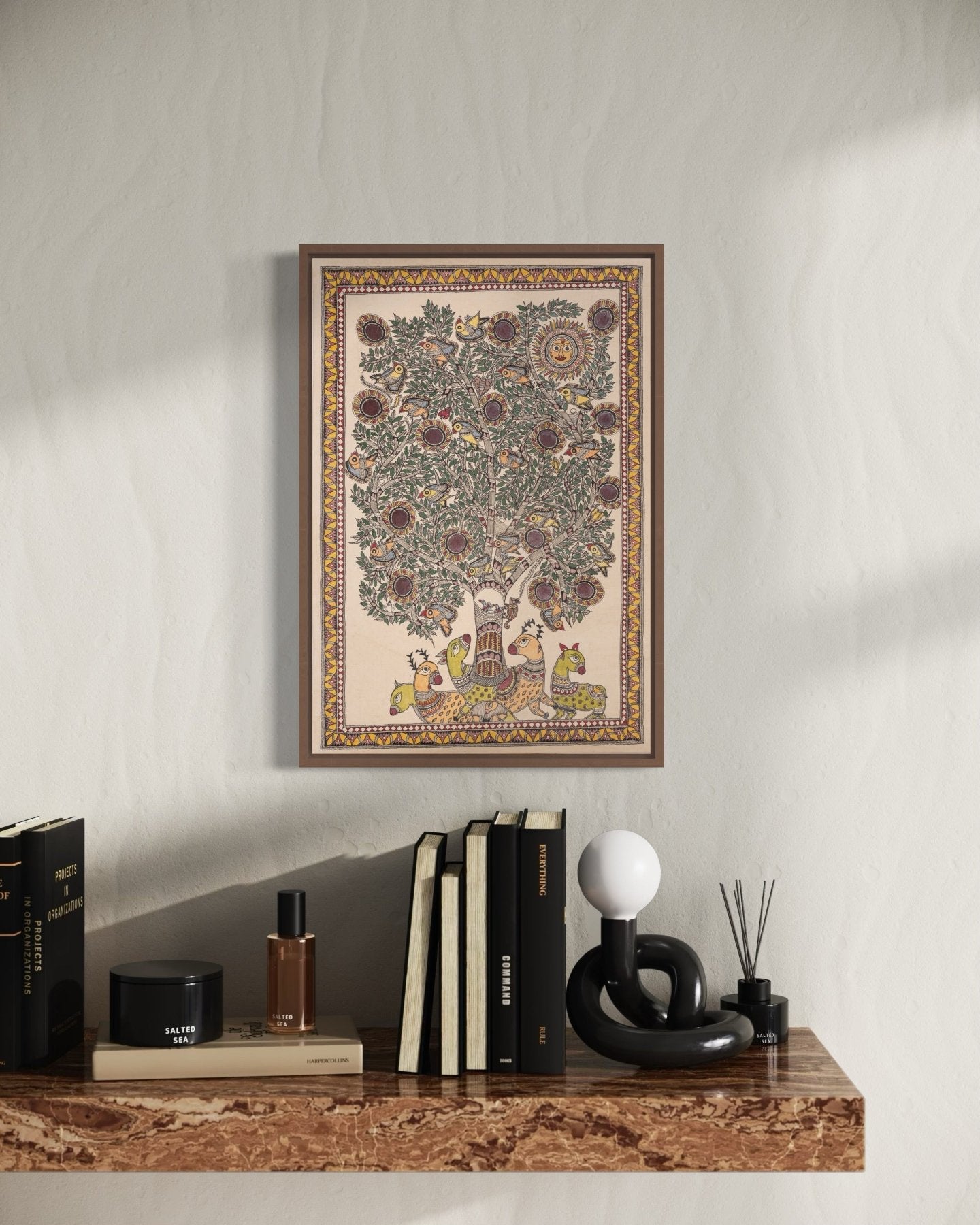 Deer and Birds at Rest - Marble Lotus - Deer and Birds at Rest