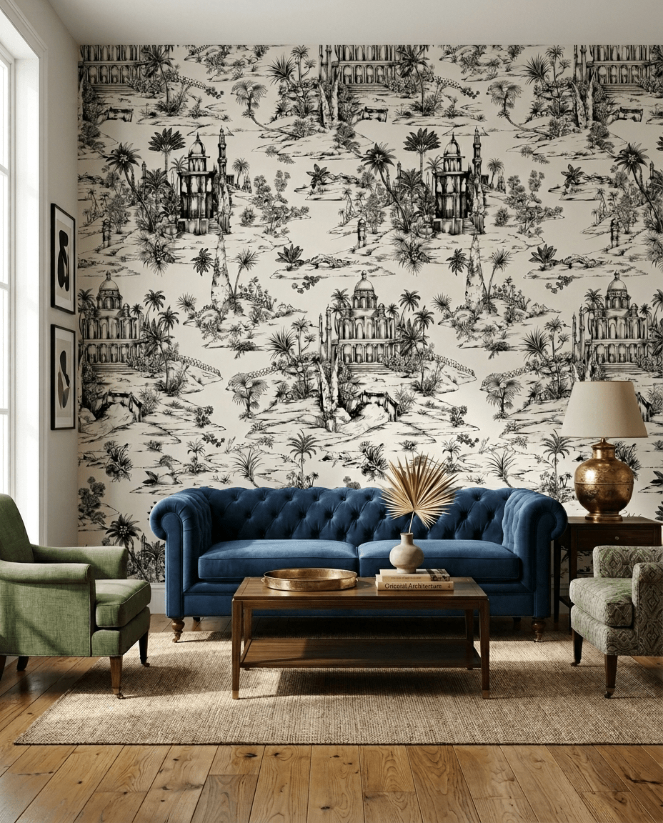 Delhi on Toile – Black and White - Marble Lotus - Delhi on Toile – Black and White