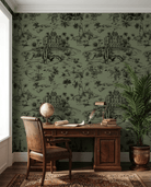 Delhi on Toile – Black on Sage Green - Marble Lotus - Delhi on Toile – Black on Sage Green