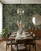 Delhi on Toile – Black on Sage Green - Marble Lotus - Delhi on Toile – Black on Sage Green
