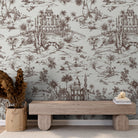 Delhi on Toile - Brown on Beige - Marble Lotus - Delhi on Toile - Brown on Beige