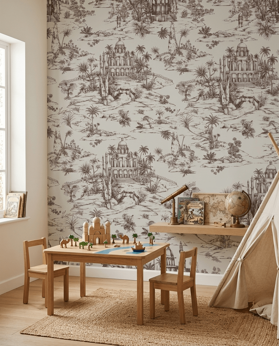 Delhi on Toile – Brown on Beige - Marble Lotus - Delhi on Toile – Brown on Beige