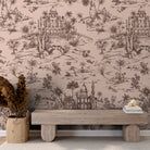 Delhi on Toile - Brown on Dusty Pink - Marble Lotus - Delhi on Toile - Brown on Dusty Pink