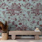 Delhi on Toile - Maroon on Powder Blue - Marble Lotus - Delhi on Toile - Maroon on Powder Blue