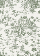 Delhi on Toile - Sage Green on White - Marble Lotus - Delhi on Toile - Sage Green on White