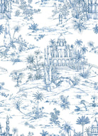 Delhi on Toile Wallpaper Blue - Marble Lotus - Delhi on Toile Wallpaper Blue