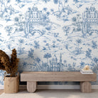 Delhi on Toile Wallpaper Blue - Marble Lotus - Delhi on Toile Wallpaper Blue
