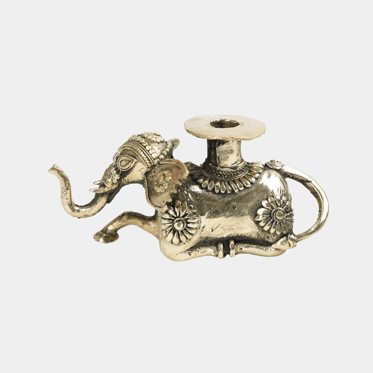Buy Unique Dhokra Elephant Candle Stand | Marble Lotus