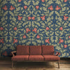 Floral Pattern with Blue Background Themed Wallpaper for Walls - Marble Lotus - Floral Pattern with Blue Background Themed Wallpaper for Walls