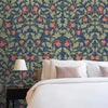 Floral Pattern with Blue Background Themed Wallpaper for Walls - Marble Lotus - Floral Pattern with Blue Background Themed Wallpaper for Walls