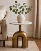 Fork Side Table - Marble Lotus - Fork Side Table - Marble Lotus