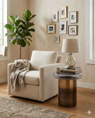 Glass & Gold Fusion Side Table - Marble Lotus - Glass & Gold Fusion Side Table