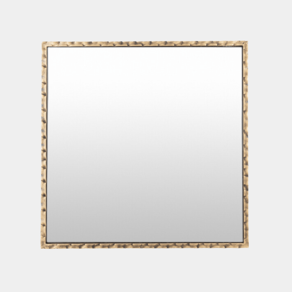 Gold Frame Square Mirror - Marble Lotus - Gold Frame Square Mirror