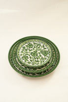 Green Floral Jaipur Pottery Wall Plate 10" - Marble Lotus - Green Floral Jaipur Pottery Wall Plate 10" - Marble Lotus