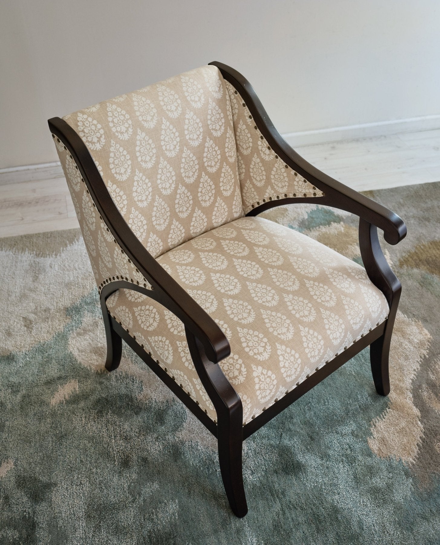 Gymkhana Arm Chair Block Print Beige - Marble Lotus - Gymkhana Arm Chair Block Print Beige