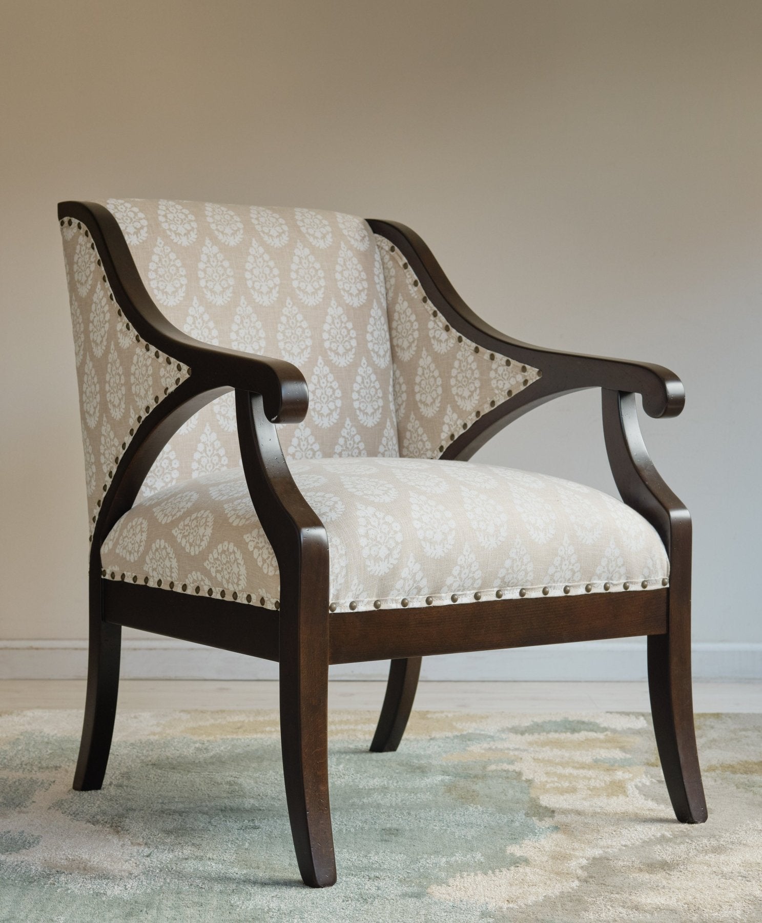 Gymkhana Arm Chair Block Print Beige - Marble Lotus - Gymkhana Arm Chair Block Print Beige
