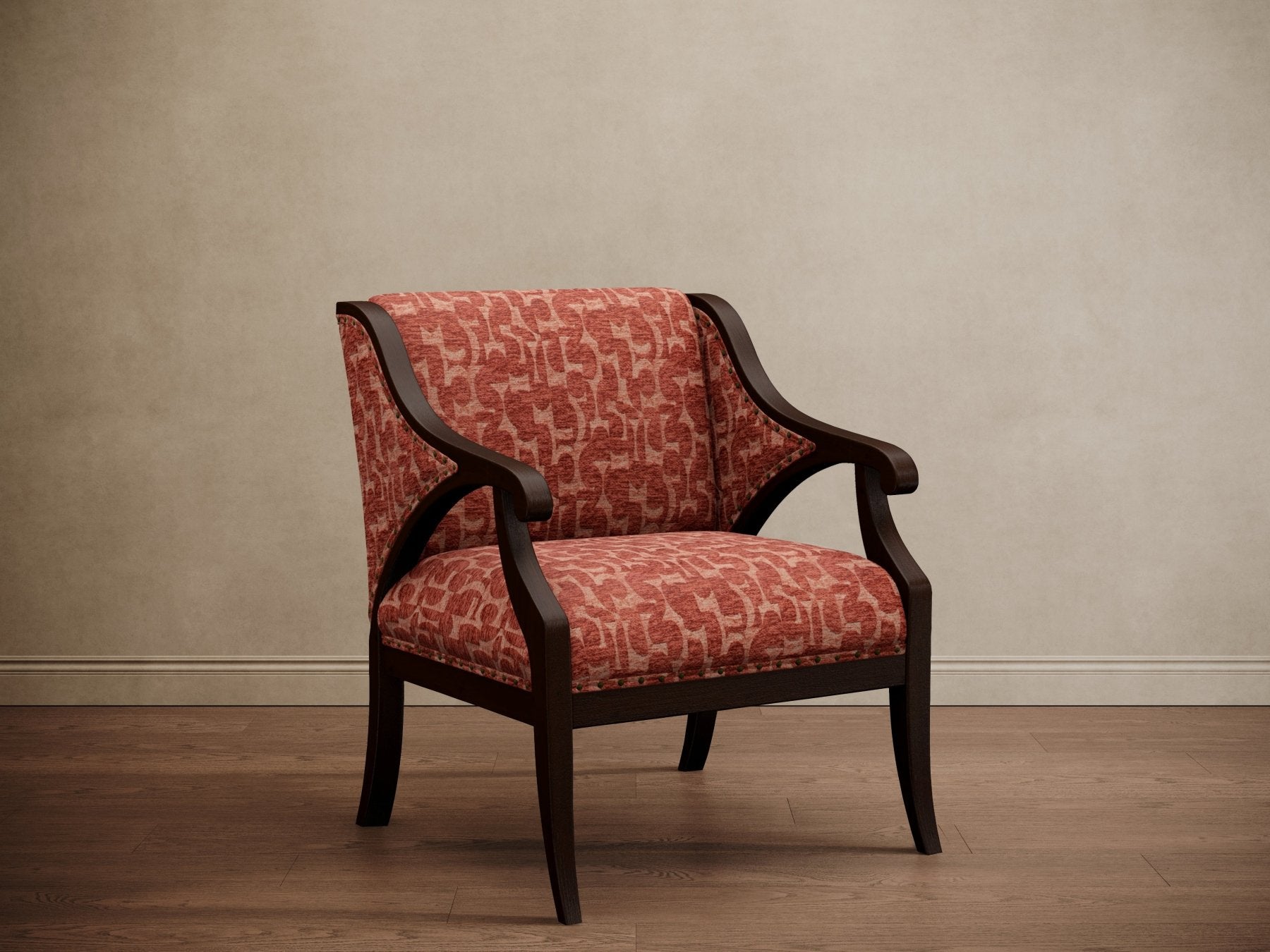 Gymkhana Arm Chair Patterned Brick Red - Marble Lotus - Gymkhana Arm Chair Patterned Brick Red