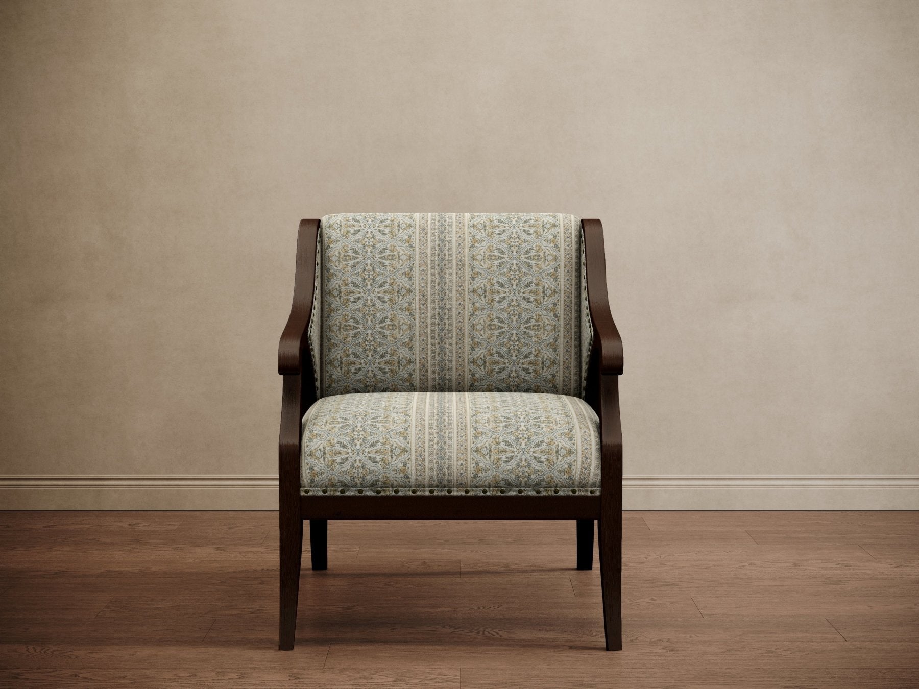 Gymkhana Arm Chair Powder Blue Paisley - Marble Lotus - Gymkhana Arm Chair Powder Blue Paisley