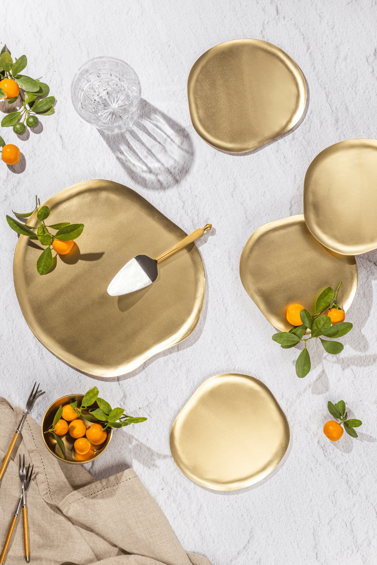 Haifa Brass Platter - Marble Lotus - Haifa Brass Platter