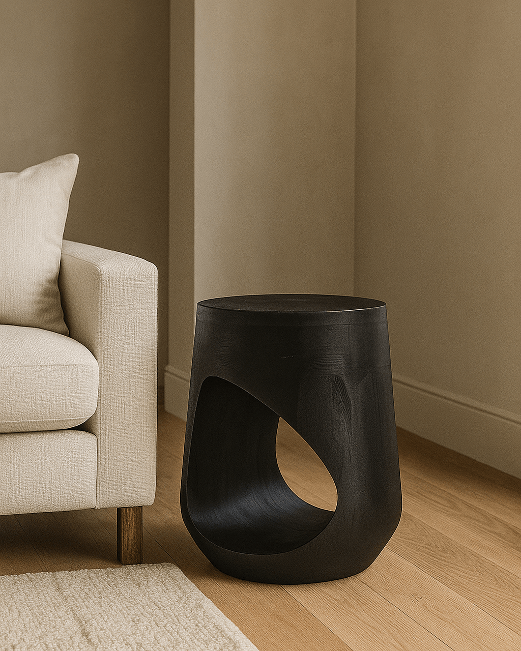 Isiri Obsidian Mango Wood Side Table - Marble Lotus - Isiri Obsidian Mango Wood Side Table