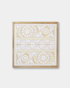 Ivory Framed Suzani Textile 16x16" - Marble Lotus - Ivory Framed Suzani Textile 16x16" - Marble Lotus - White Framed Textile Art 16x16