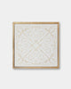 Ivory Framed Suzani Textile 16x16" - Marble Lotus - Suzani Textile White Wooden Wall Art